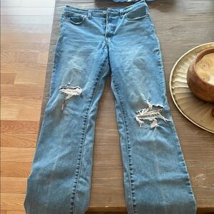 Lucky Brand Blue Straight Leg Jeans with Distressed Details
